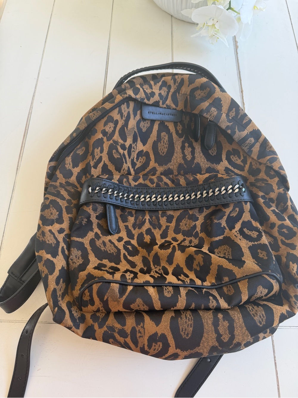 Stella McCartney Leopard-Print Backpack in Brown and Black